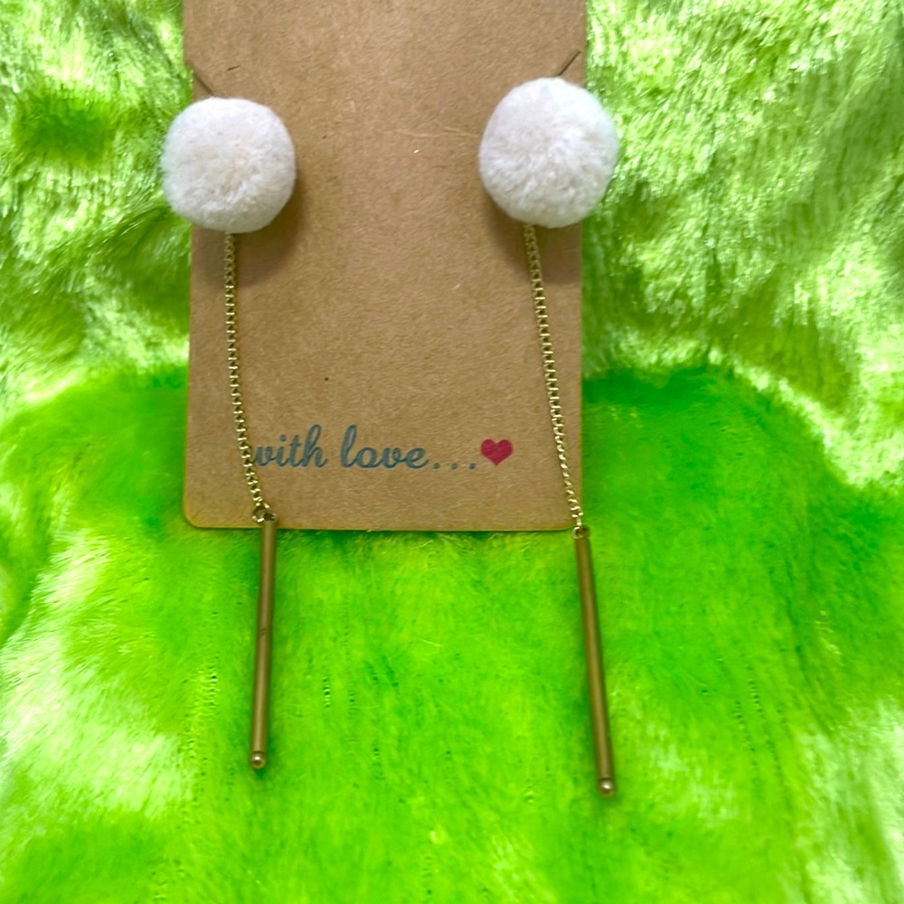 Cute white ball earrings